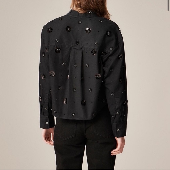 J.Crew Étienne cropped button-up shirt in embellished cotton poplin - Picture 3 of 8